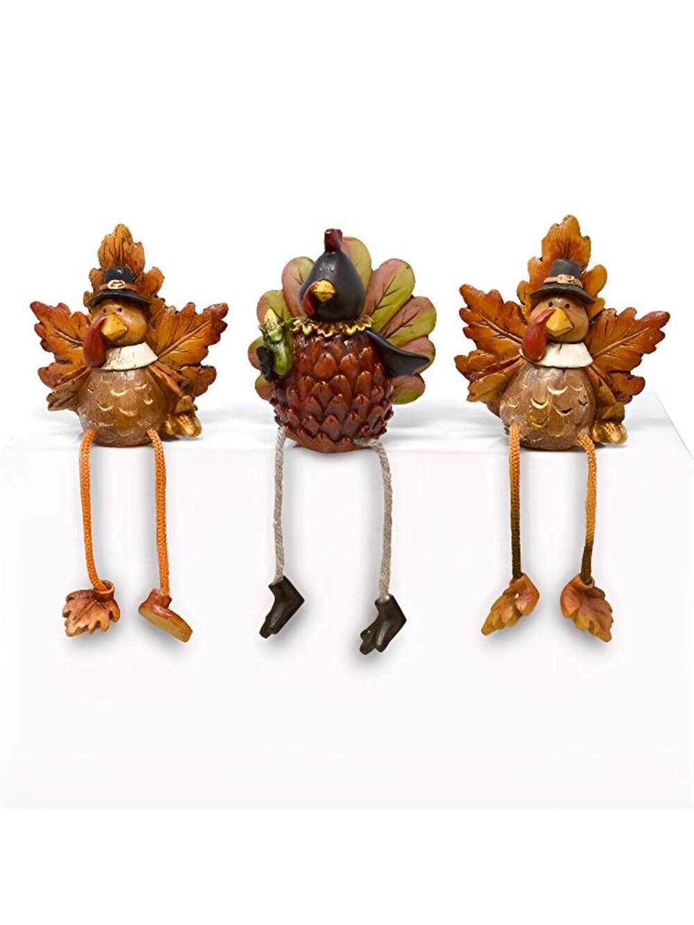 Thanksgiving Turkey Ceramic Shelf Sitters Decorations 3 Pack Table Topper